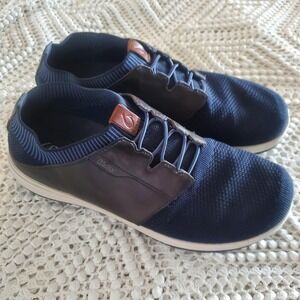 OluKai Shoes Mens Size 9.5 Navy‎ Makia Ulana Slip On Knit Leather 10361-DEDE